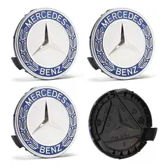 KUANGYE - Centros De Llanta Tapa Cubos Mercedes Benz 75 Mm. Azul Claro