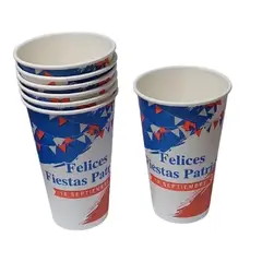GENERICO - Vasos Desechable Polipapel Fiestas Patrias 12oz 50 Unidades