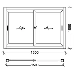 CASTLETEC - Ventana corredera termopanel aluminio RPT vidrio Templado 150x100cm