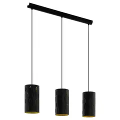 EGLO - Lámpara Colgante Ronsecco Acero Oro Negro E27 3x60W Cod. 79444