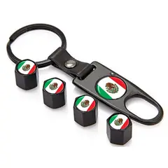 COREJOY - TAPAS DE VALVULAS ANTIRROBO METALICAS BANDERA MEXICANA-NEGRA
