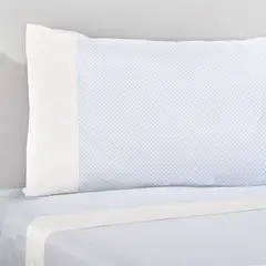 NINA HERRERA - Sábana Estampada Puntitos Celeste 220 Hilos 1,5 Plaza