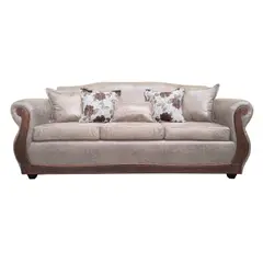 AMERICA DECORA - Sofá Con Resorte Estructural 4 Cuerpos Grand Santi Envejecido Beige X