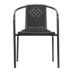 GENERICO - Silla Genova De Rattan Plastico Marron Oscuro