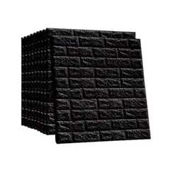 IDEAL FEMIDOM - Pack de 10 Láminas Adhesivas 3D Ladrillo Negro - Panel Decorativo
