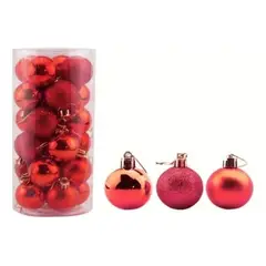 GENERICO - 20 Esferas Navideñas Bambalinas Esferas Navidad Decorar 7 Cm ROJA