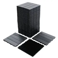 GENERICO - Piso Deck Terraza 30x30x2cm Negro Terminación Lineal Pack x11 Palmetas 1m2