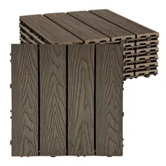 GENERICO - Piso Deck Terraza 30x30x2cm Dark Coffee Madera Pack x11 Palmetas 1m2