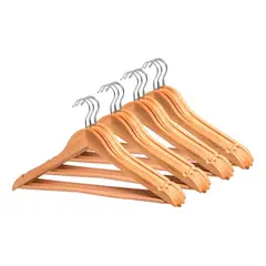 OEM - Pack 3 Perchas Colgadores Ganchos De Madera Ropa Perchero
