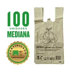GENERICO - Bolsa Camiseta - Biodegradable & Compostable - 42x50 - 100 unidades