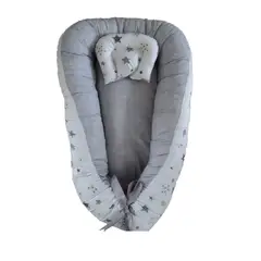GENERICO - Nidito Colecho Blanco Estrellas Gris-Beige con Gris Jaspeado