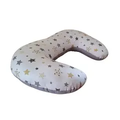 GENERICO - Cojín Lactancia - Estrellas Gris-Beige con Gris Jaspeado