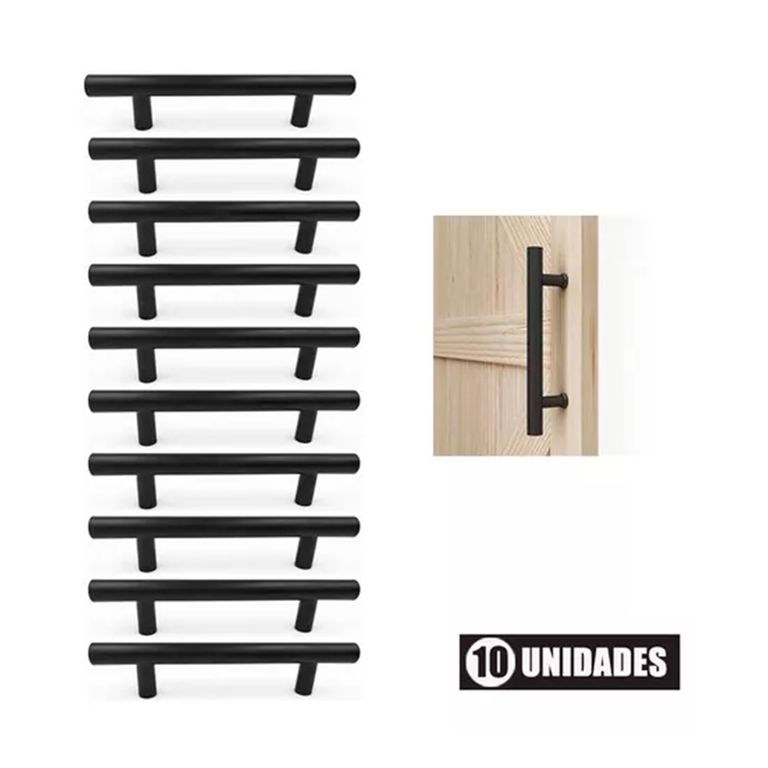 10 Unidade Tirador Inoxidable Mango De Puerta 200x12mm Negro