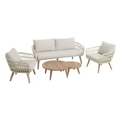 ELEMENT DESIGN - Juego de Living de Terraza Brisa 4 Personas Cuerdas - Beige/Natural