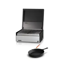 BOSCA - Pack Parrilla a Carbon Block 750 +Sarten redondo fierro pequeño