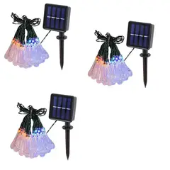 GENERICO - Pack X3 Guirnalda Solar Hada Gotas 20 Led 4 Metros Multicolor