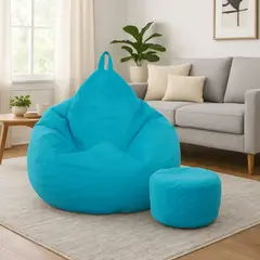 JOYTEK - Puff Pera de Lino talla XL 120x80 AZUL CELESTE