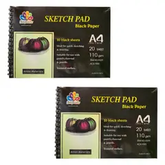 GENERICO - Set 2 Block De Hojas A4 Negras Anillado 40 Hojas En Total