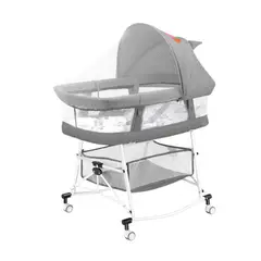 ELEONOR - Cuna de bebé Moises Portátil Plegable 3 en 1 Gris Con Ruedas