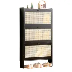 IDEEHOUSE - Zapatero Organizador Ratan Bambo 120x70x17cm Negro