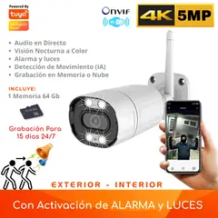 D MOTICA - Cámara Seguridad Wifi Inteligente 4k 5mp con Audio y Detección de Movimiento