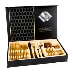 GENERICO - Set Cubiertos Acero Inoxidable 24 Piezas Color Oro