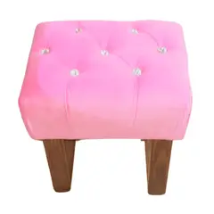 GENERICO - Banqueta Capitoné Rosado Felpa Diamante Muebles Rimar