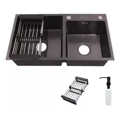 KUANGYE - Promoción Lavaplatos 82x45black + Rejilla + Dispensador