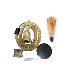 WANT - Soquete Lampara Colgante Soga +Ampolleta Vintage T64 E27 4W