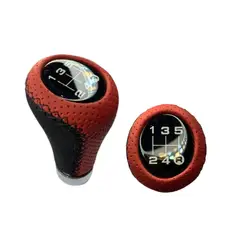 GENERICO - Pomo Palanca De Cambios Eco Cuero Negro&Rojo 5ta Universal