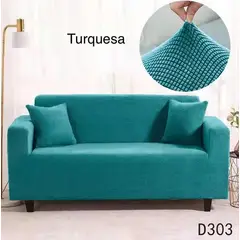 ANGELES DEL HOGAR - Fundas Para Sofa Cubresillones Texturisado cuadrille 2 cuerpos Turquesa