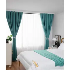 ANGELES DEL HOGAR - Cortina Blackout 2 Paños medias 140 cm x 230 cm Turquesa