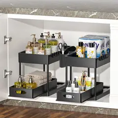 VIDITA - Estante Organizador 2 Niveles Cajones Ganchos Repisas Cocina Baño.