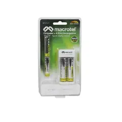 MACROTEL - Cargador Pilas AA / AAA + 2 pilas AA 2300 y 2 pilas AAA 1000
