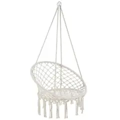 GENERICO - Silla Hamaca Colgante Columpio Terraza Beige tejida