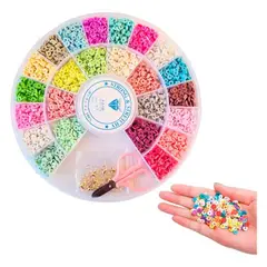 GENERICO - Set De Mostacillas Cuentas Planas Para Pulseras + Accesorios