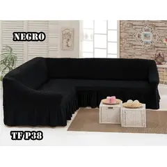 ANGELES DEL HOGAR - Funda Cubresillon Texturisado Tipo L 5 cuerpos Negro