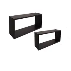 VGO - Estante flotante de Madera Negro 40x27x12cm