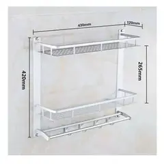 GENERICO - Repisa de Baño Con Barra De Toallas 2 Niveles