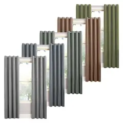 OKAERI - Cortina Blackout 100% 1 Paño 140x230cm Textura Lino - Verde lima