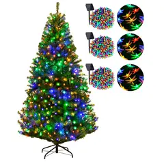 TASBEL - Arbol De Navidad Con Base + 6 Luces Solares Modelos Variados