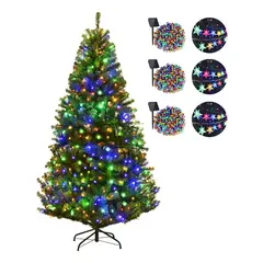 TASBEL - Arbol De Navidad Con Base + 6 Luces Solares Modelos Variados