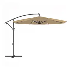VINCENZI - Quitasol Terraza 360° 3x3 Panel Solar Luz Led Khaki