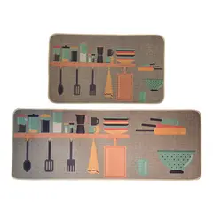 GENERICO - Set 2 Alfombras De Cocina Goma Antideslizante Diseño Cocina