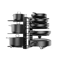 GENERICO - Organizador Estante Multiuso Cocina Platos Ollas 8 Niveles Black