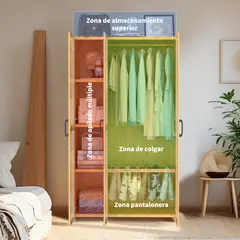 AIZO - Closet Armario moderno 3 Puerta con pantalonero Color Madera