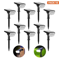 LAMPARASHOME - Foco Estaca Led Solar Jardin Luz Calida Pack10