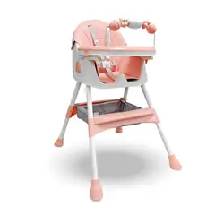 KIDSTAR - Silla de Comer Infantil 4 en 1 Rosada – Ajustable