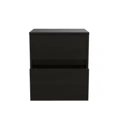 FMFURNITURE - Velador 2 Cajones - Negro 47.2x40x32 cm