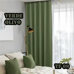 ANGELES DEL HOGAR - Cortina Blackout 2 Paños medias 140 cm x 230 cm Verde Olivo